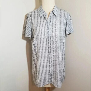 {Worthington} Zig Zag Print Ruffle Sleeve